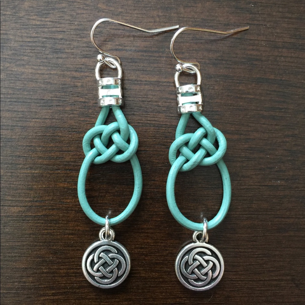 Celtic knot leather earrings